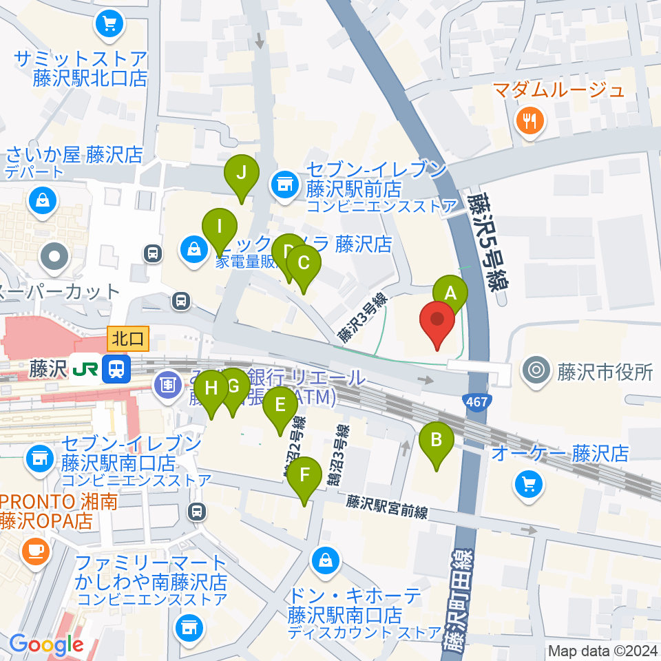 レディオ湘南周辺のカフェ一覧地図