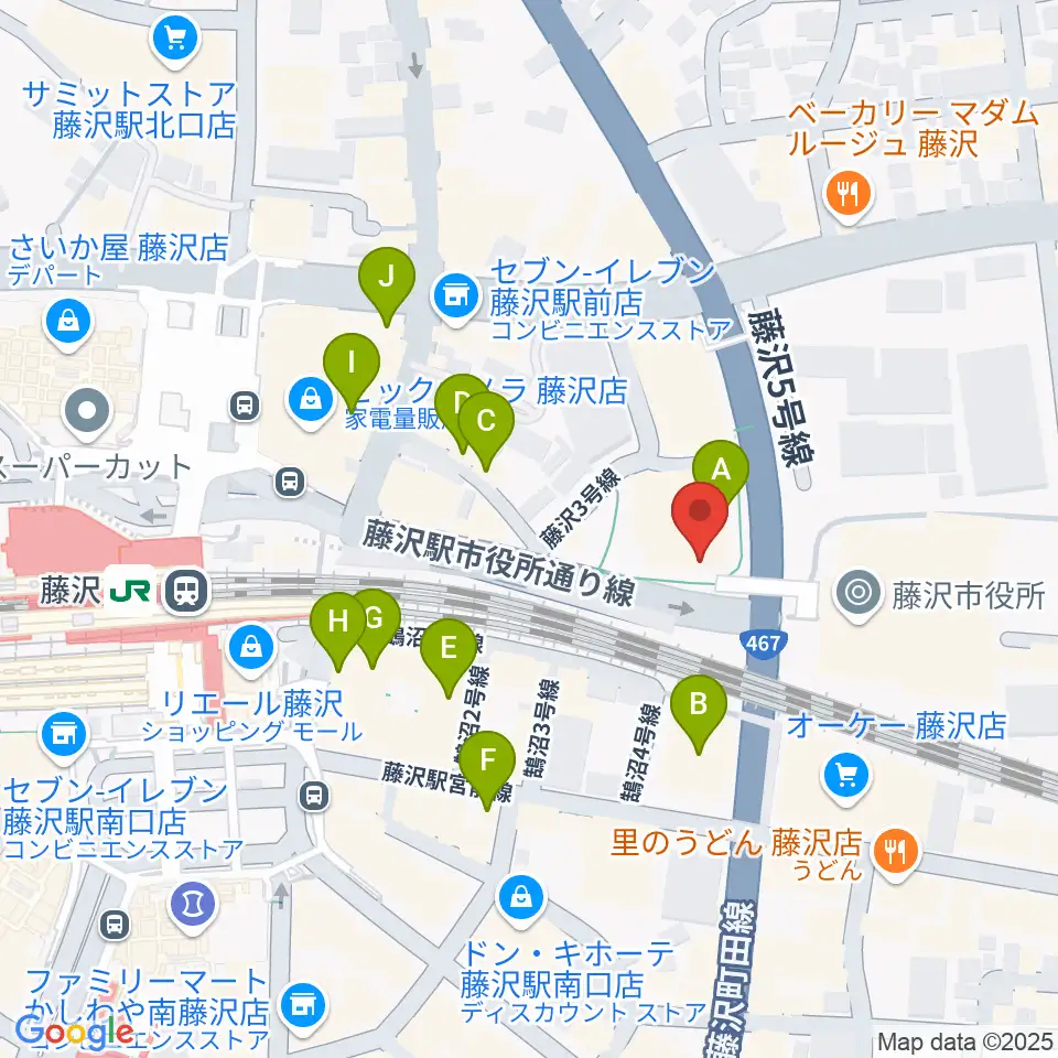 レディオ湘南周辺のカフェ一覧地図