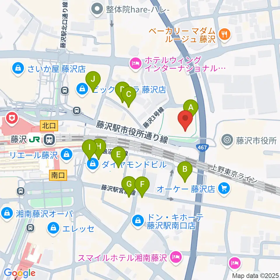 レディオ湘南周辺のカフェ一覧地図