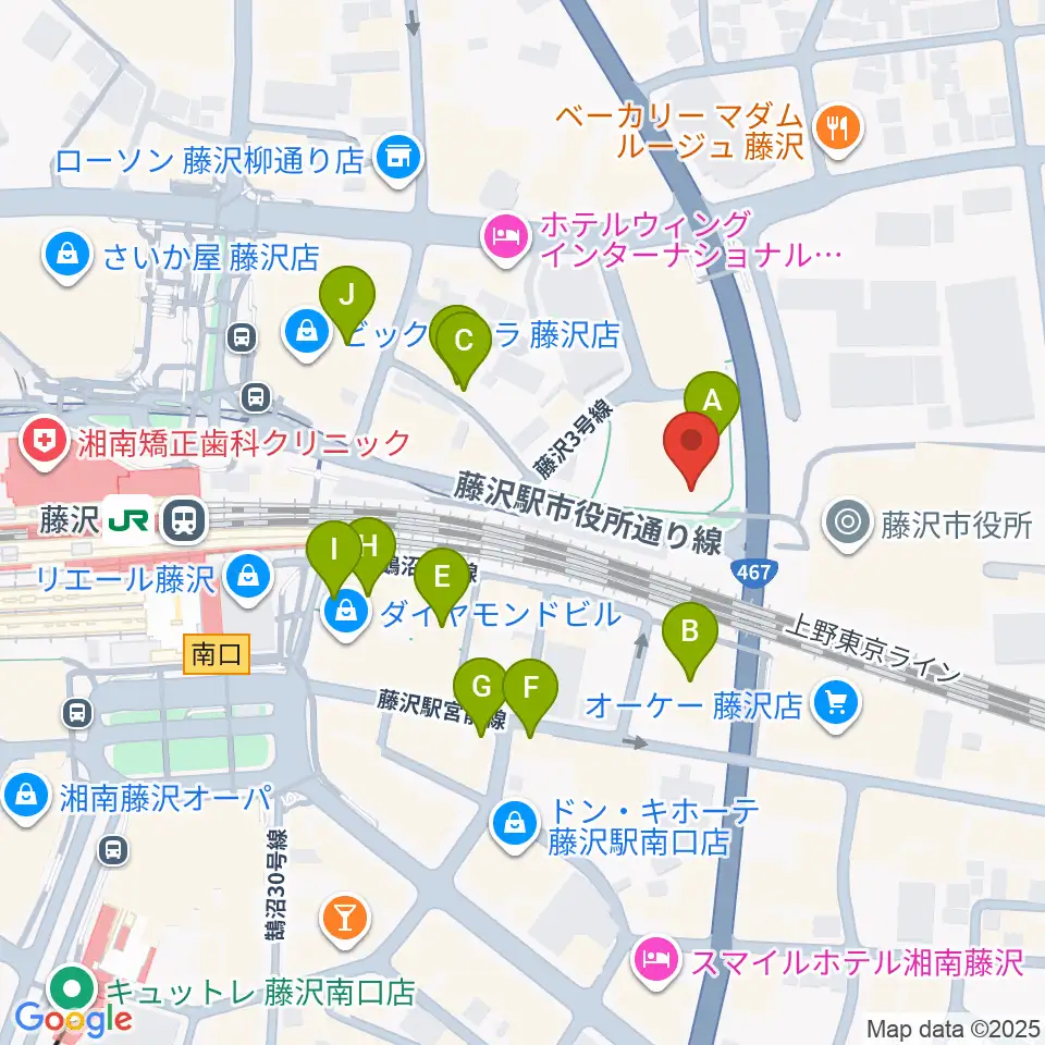 レディオ湘南周辺のカフェ一覧地図