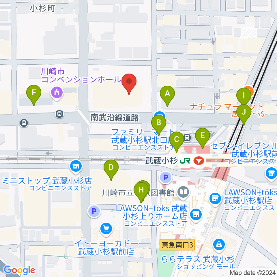 かわさきFM周辺のカフェ一覧地図