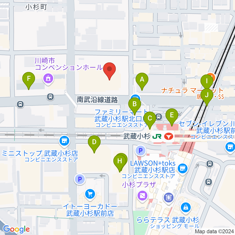 かわさきFM周辺のカフェ一覧地図