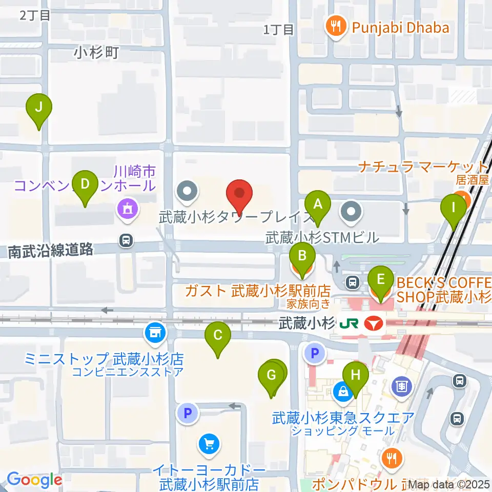 かわさきFM周辺のカフェ一覧地図