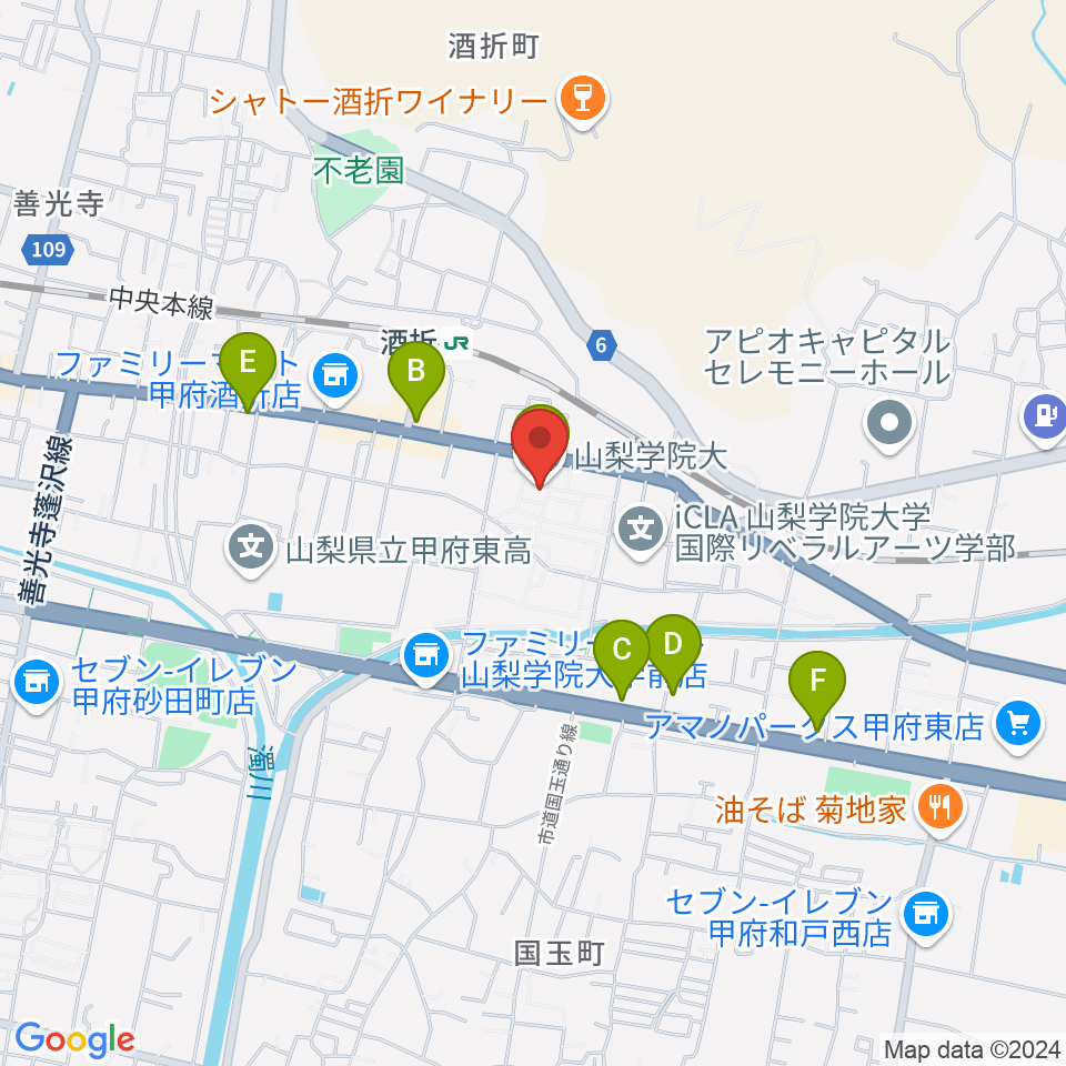 エフエム甲府周辺のカフェ一覧地図