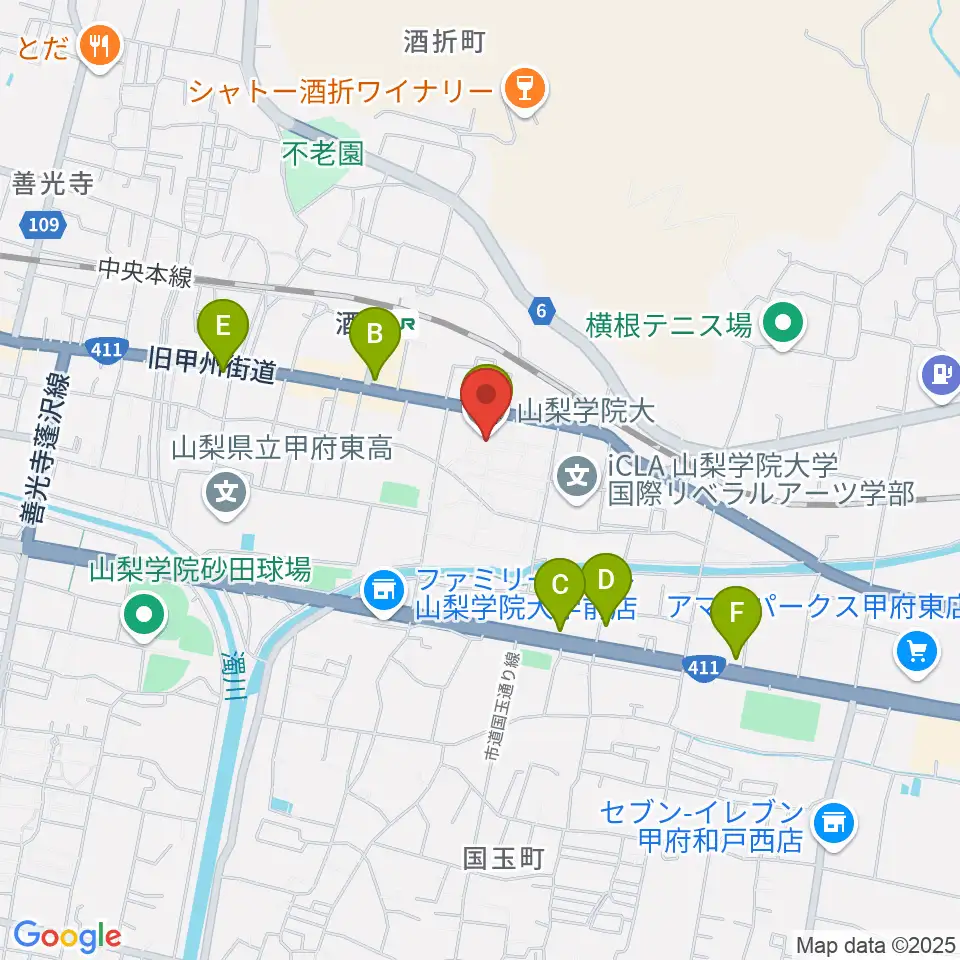 エフエム甲府周辺のカフェ一覧地図