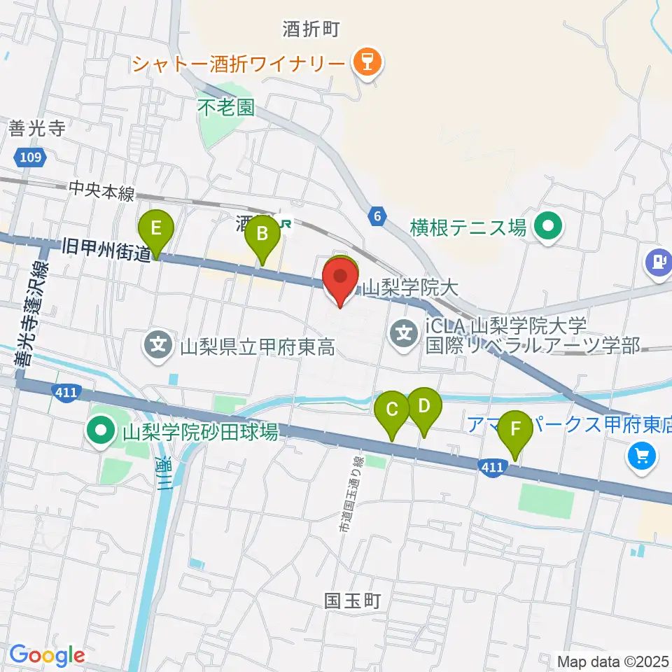 エフエム甲府周辺のカフェ一覧地図