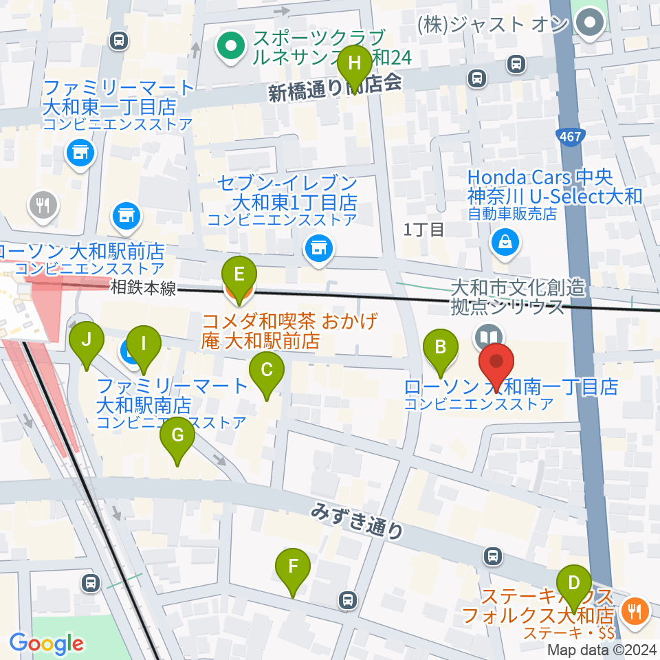 FMやまと周辺のカフェ一覧地図