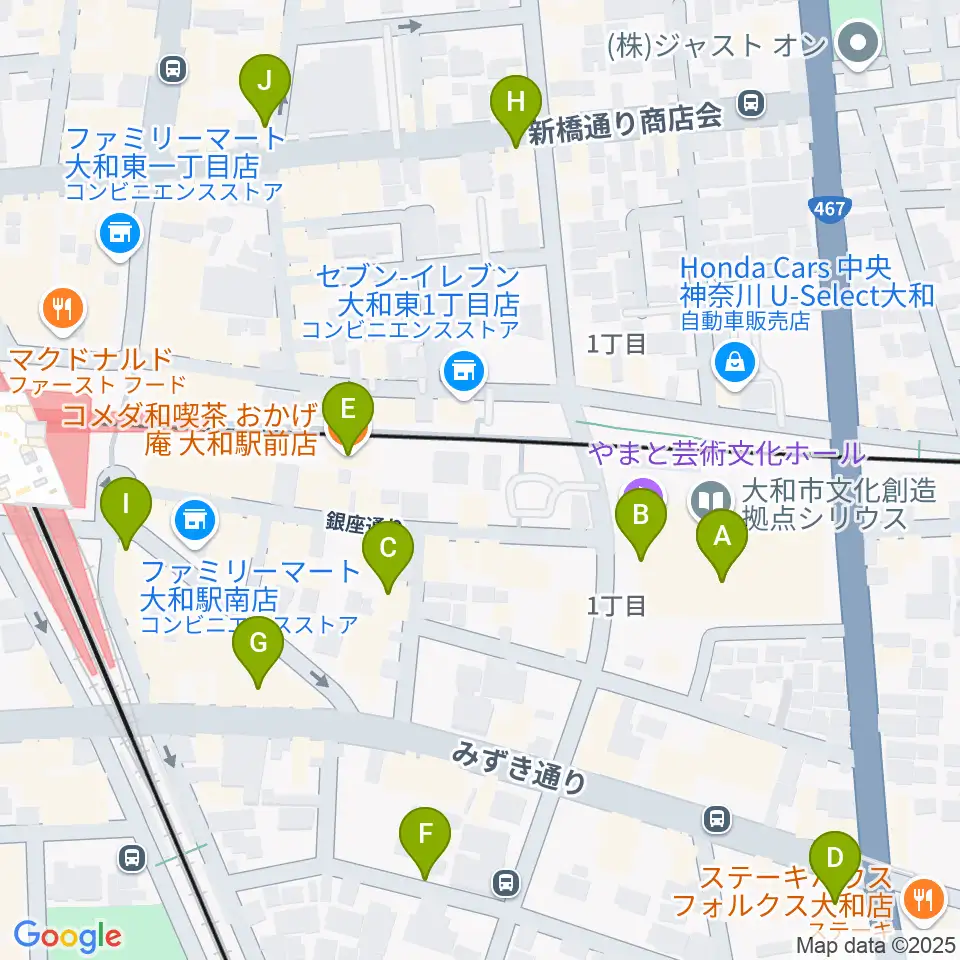 FMやまと周辺のカフェ一覧地図