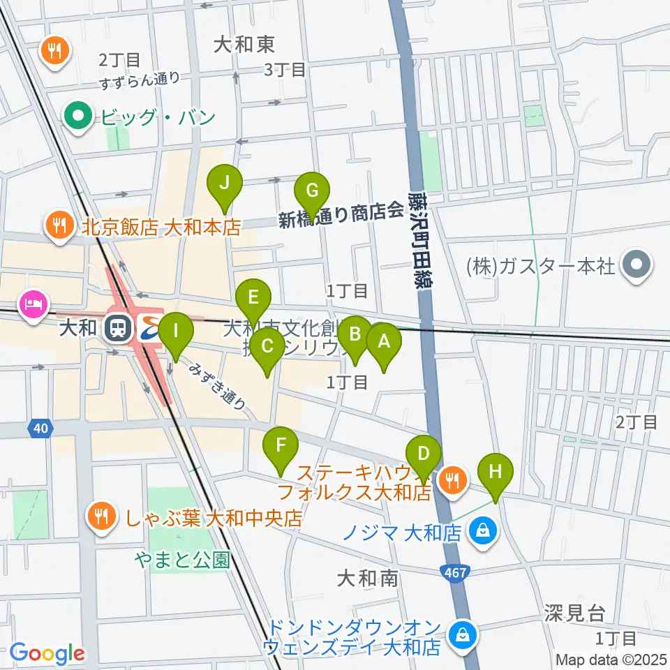 FMやまと周辺のカフェ一覧地図