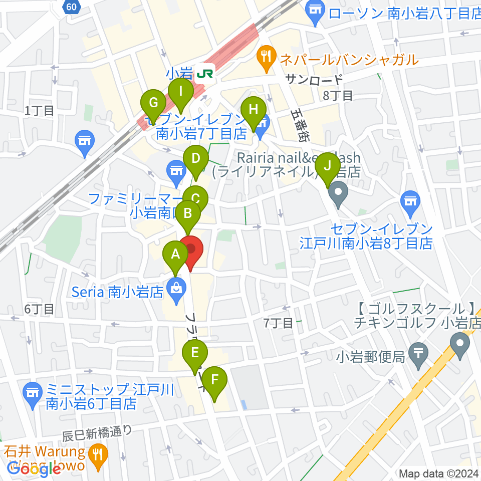 エフエム江戸川周辺のカフェ一覧地図
