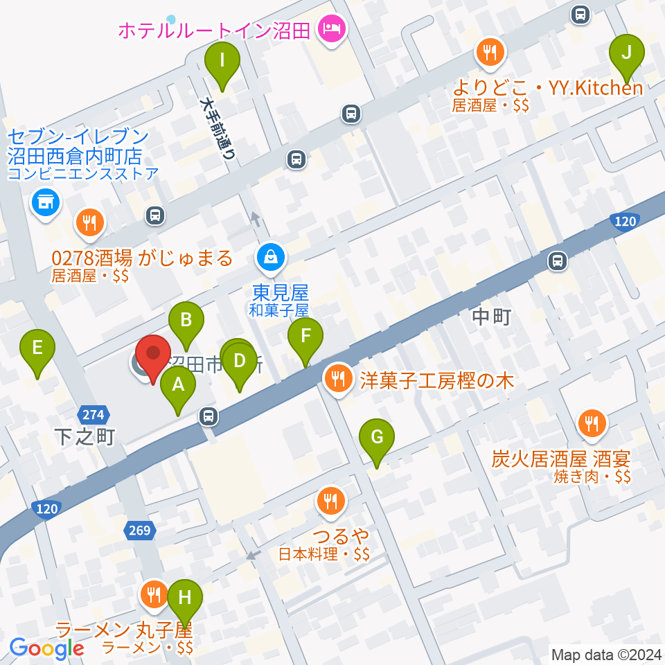 FM OZE 76.5周辺のカフェ一覧地図