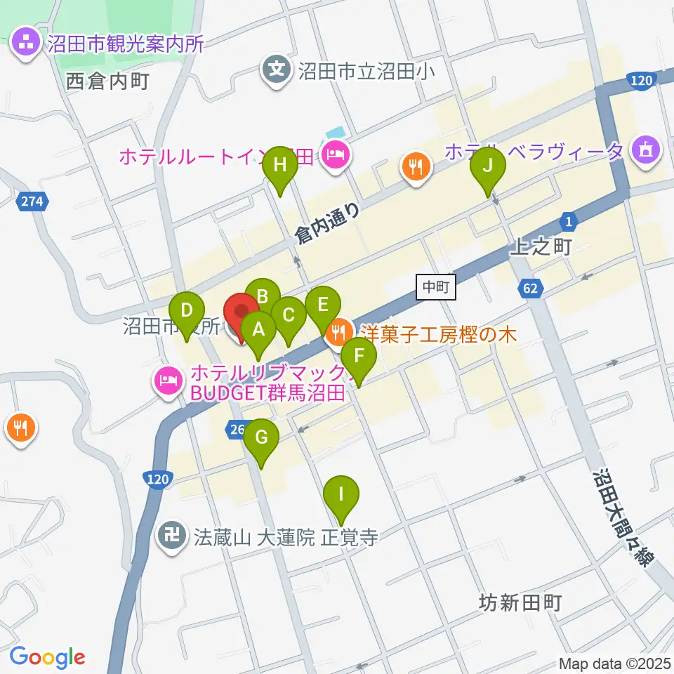 FM OZE周辺のカフェ一覧地図