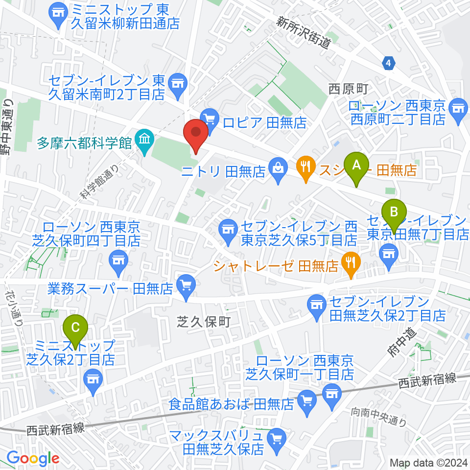 エフエム西東京周辺のカフェ一覧地図