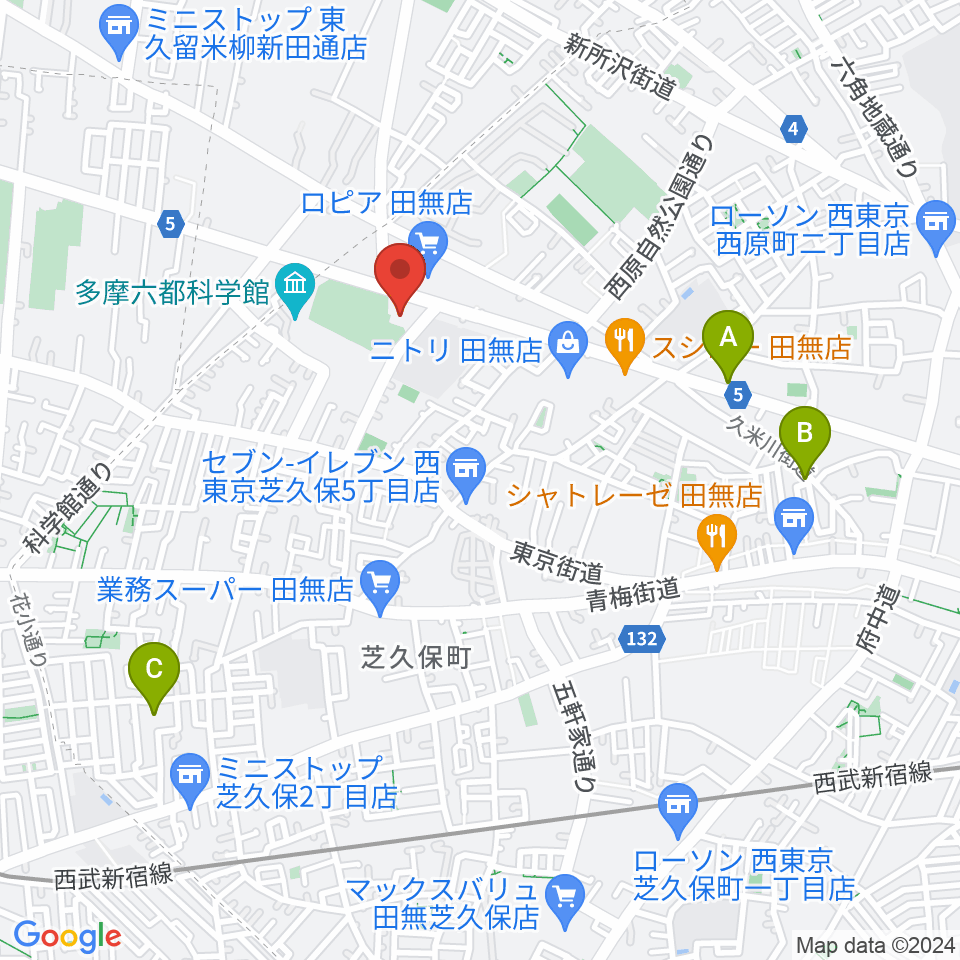 エフエム西東京周辺のカフェ一覧地図