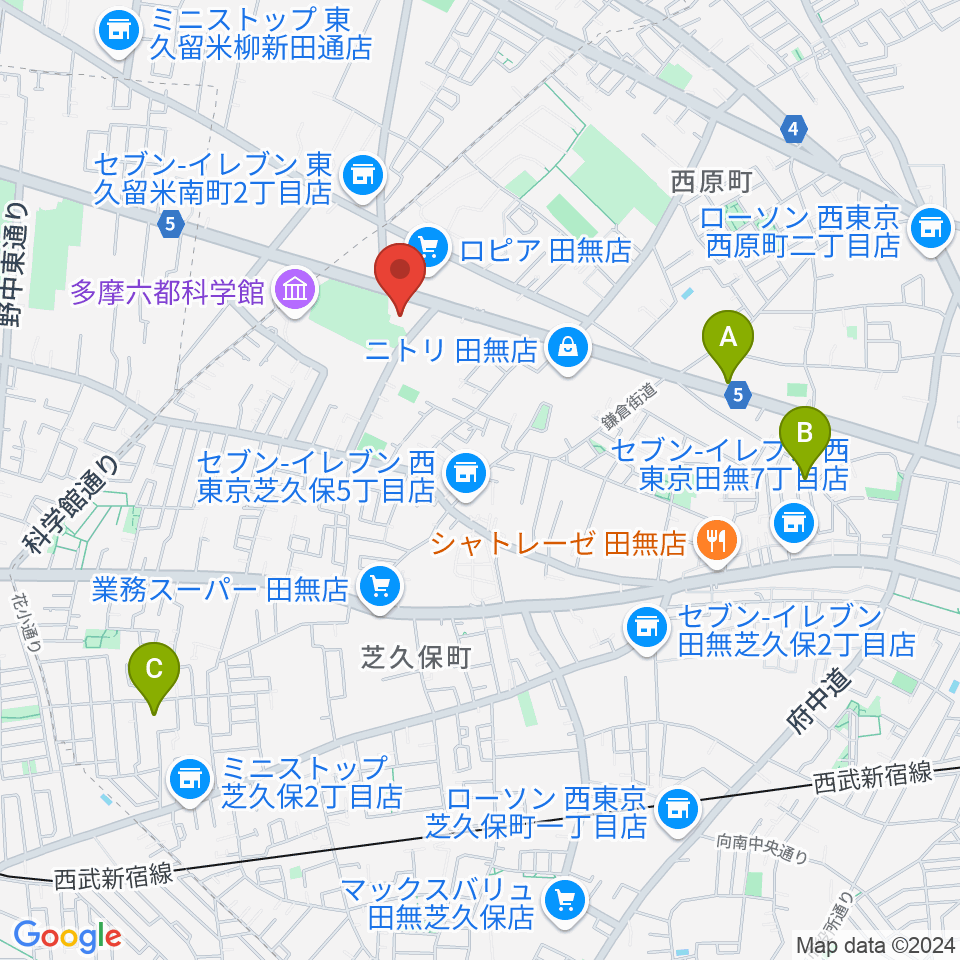 エフエム西東京周辺のカフェ一覧地図