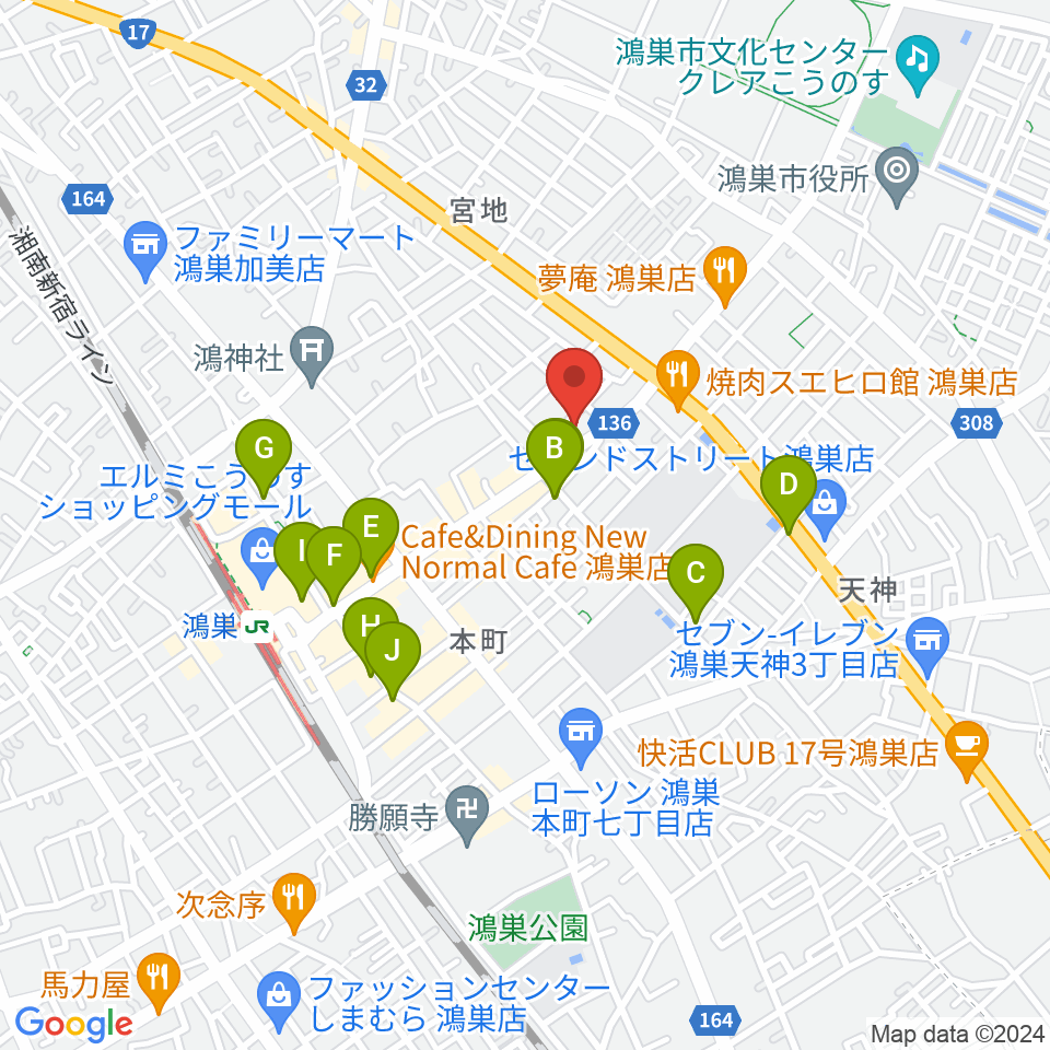 フラワーラジオ周辺のカフェ一覧地図