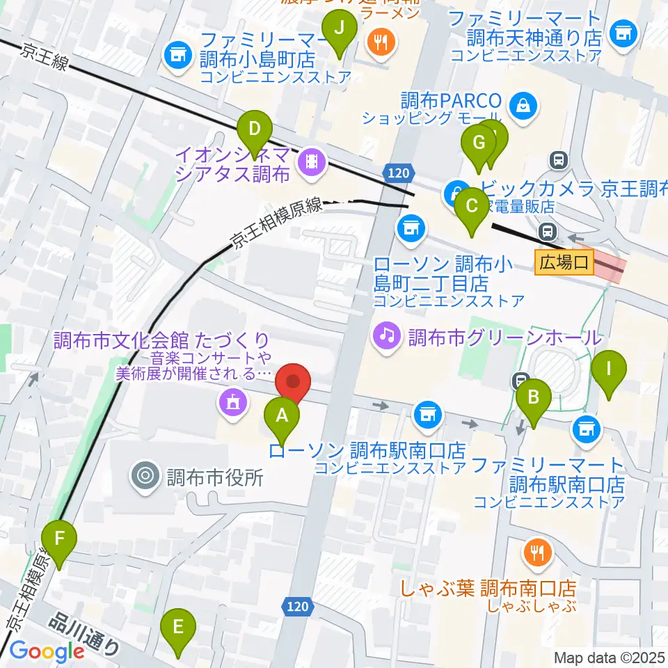 調布FM周辺のカフェ一覧地図