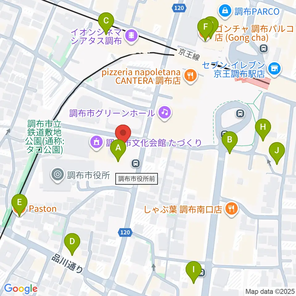 調布FM周辺のカフェ一覧地図