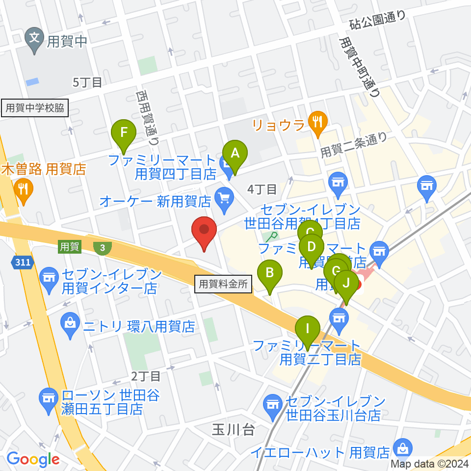 エフエム世田谷周辺のカフェ一覧地図