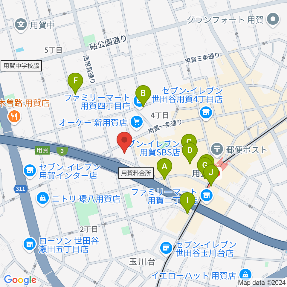 エフエム世田谷周辺のカフェ一覧地図