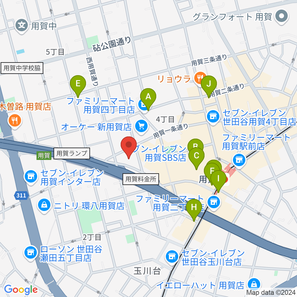 エフエム世田谷周辺のカフェ一覧地図