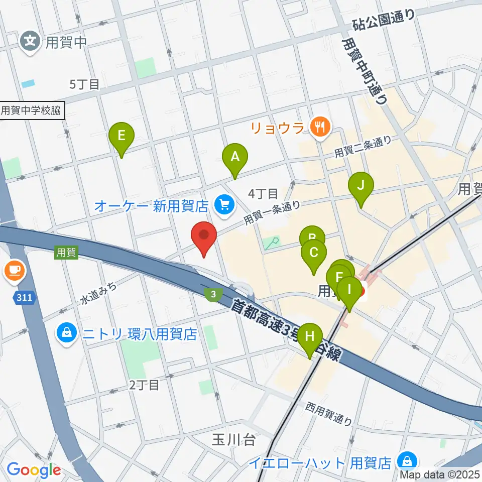 エフエム世田谷周辺のカフェ一覧地図