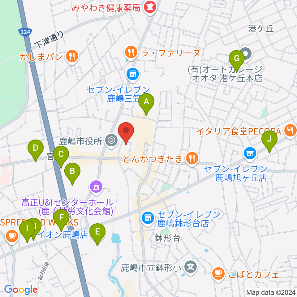 FMかしま周辺のカフェ一覧地図