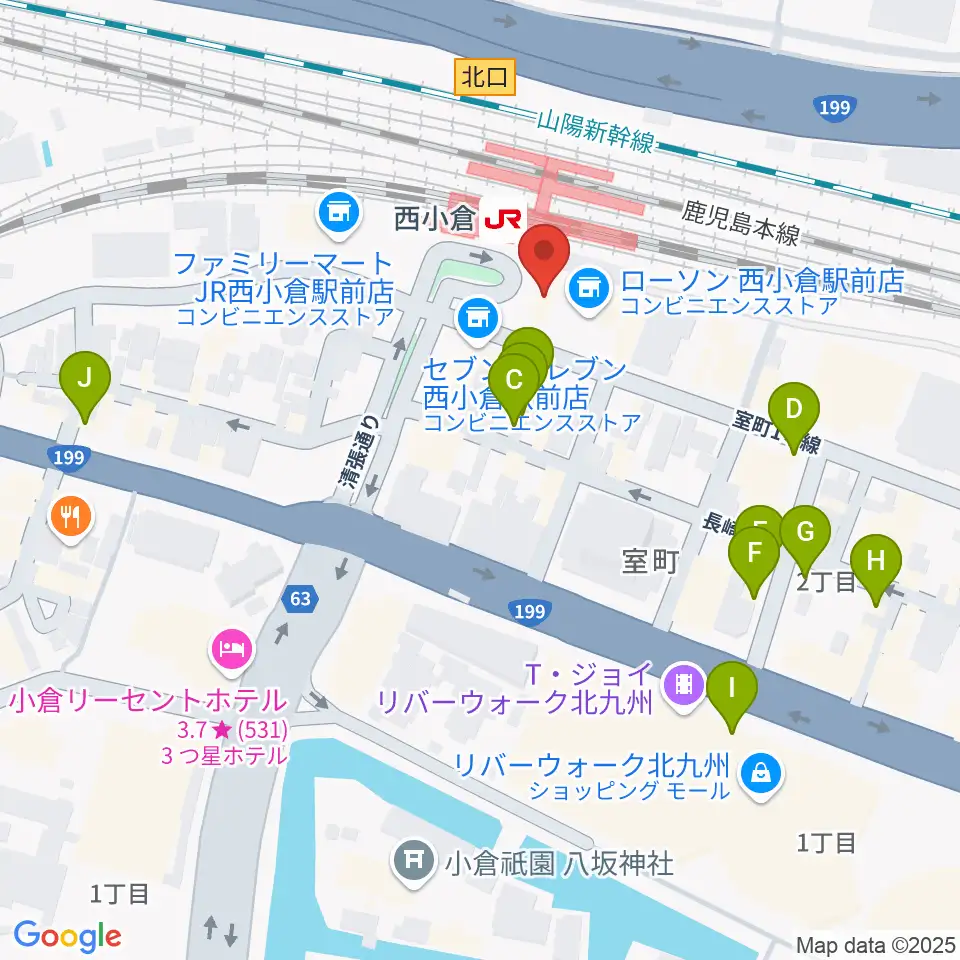 小倉 LIVE SPOT WOW!周辺のカフェ一覧地図