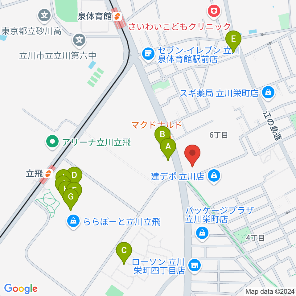 エフエムたちかわ周辺のカフェ一覧地図