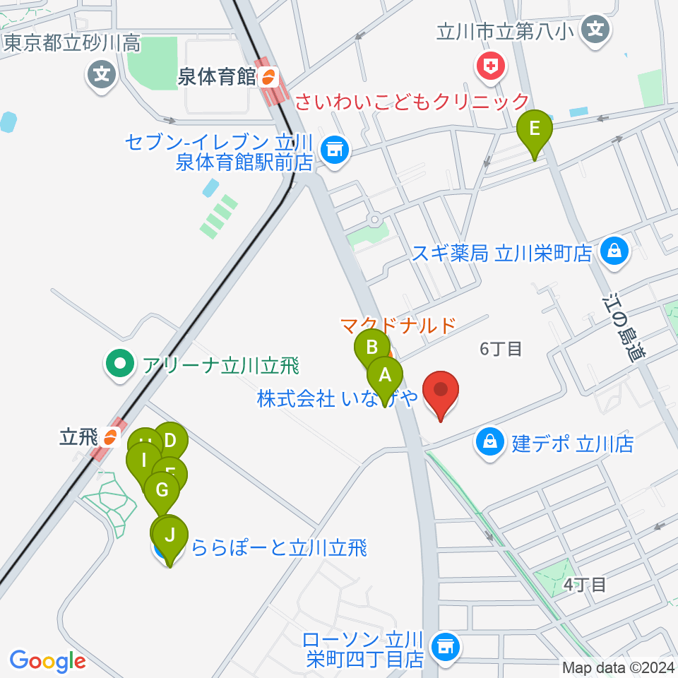 エフエムたちかわ周辺のカフェ一覧地図