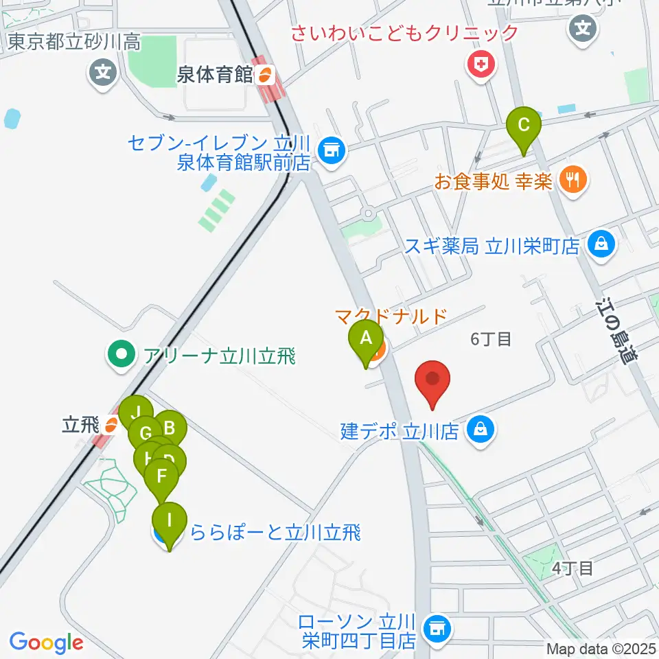 エフエムたちかわ周辺のカフェ一覧地図