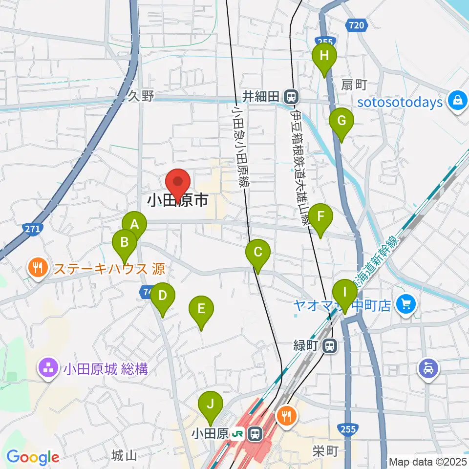 FMおだわら周辺のカフェ一覧地図