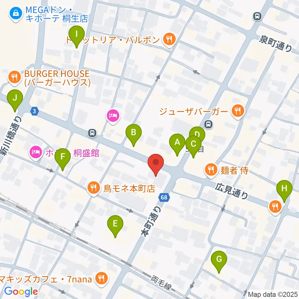 FM桐生周辺のカフェ一覧地図