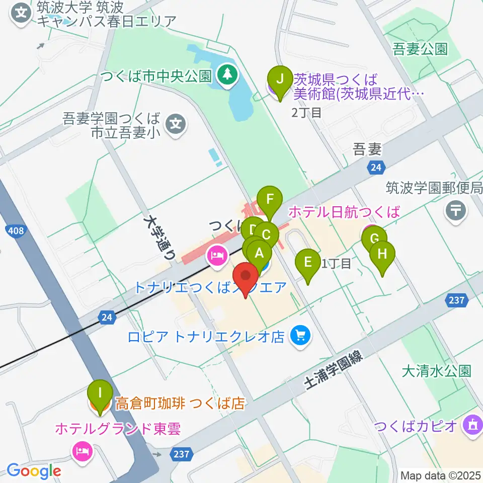 ラヂオつくば周辺のカフェ一覧地図