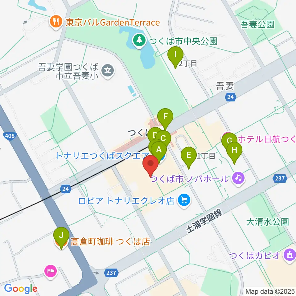 ラヂオつくば周辺のカフェ一覧地図