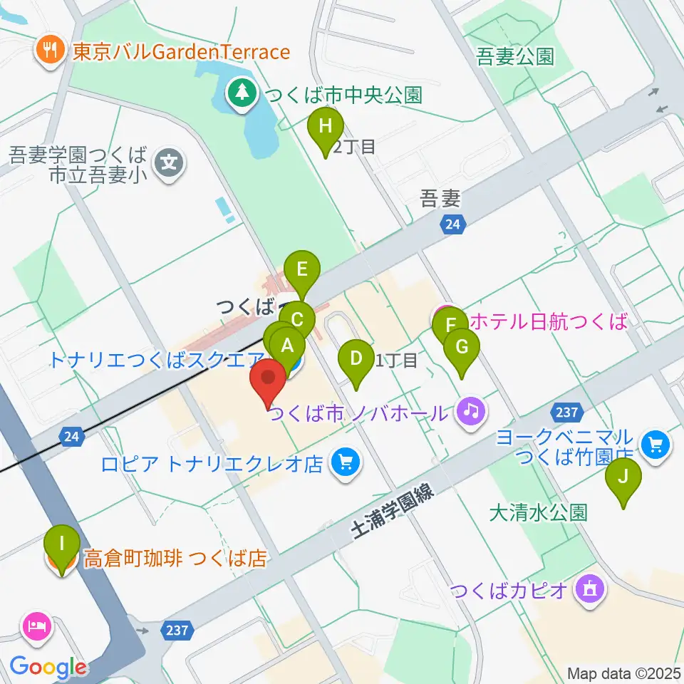 ラヂオつくば周辺のカフェ一覧地図