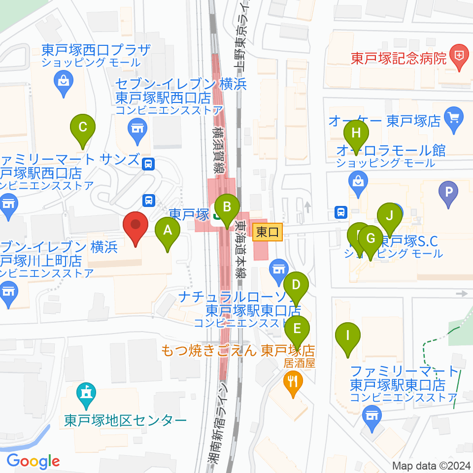 エフエム戸塚周辺のカフェ一覧地図