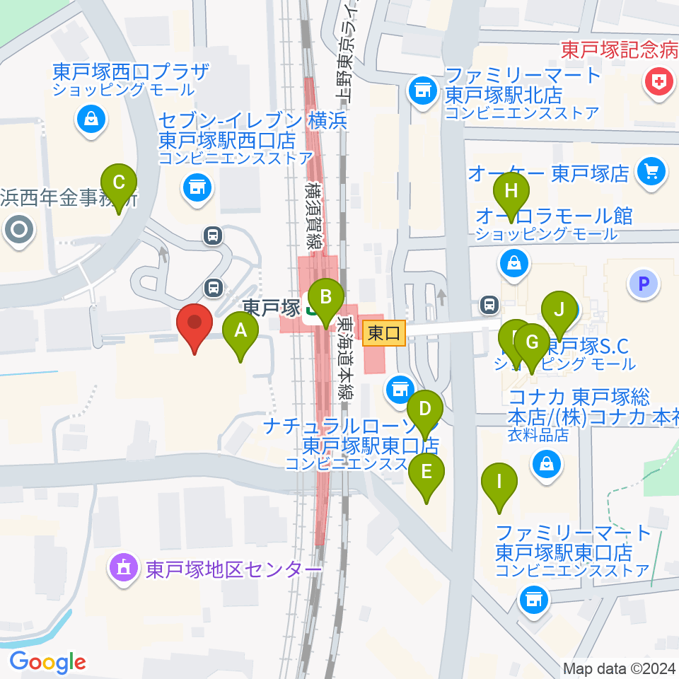 エフエム戸塚周辺のカフェ一覧地図