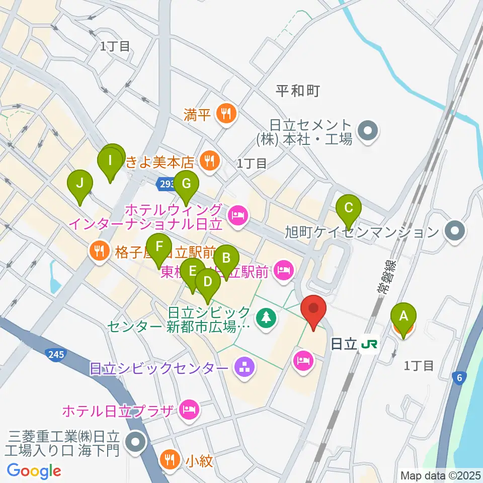 FMひたち周辺のカフェ一覧地図