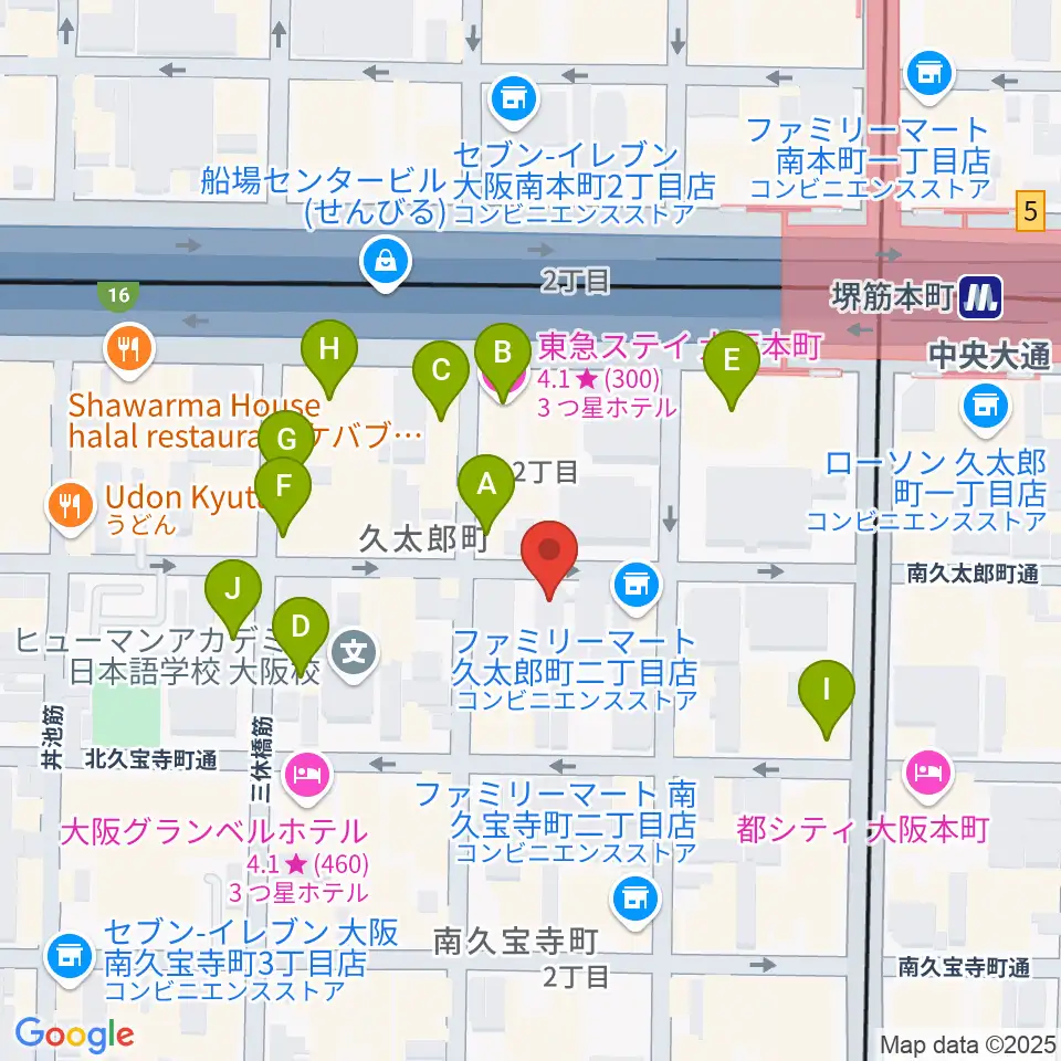 クラブマーキュリー周辺のカフェ一覧地図