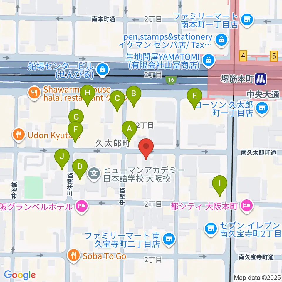 クラブマーキュリー周辺のカフェ一覧地図