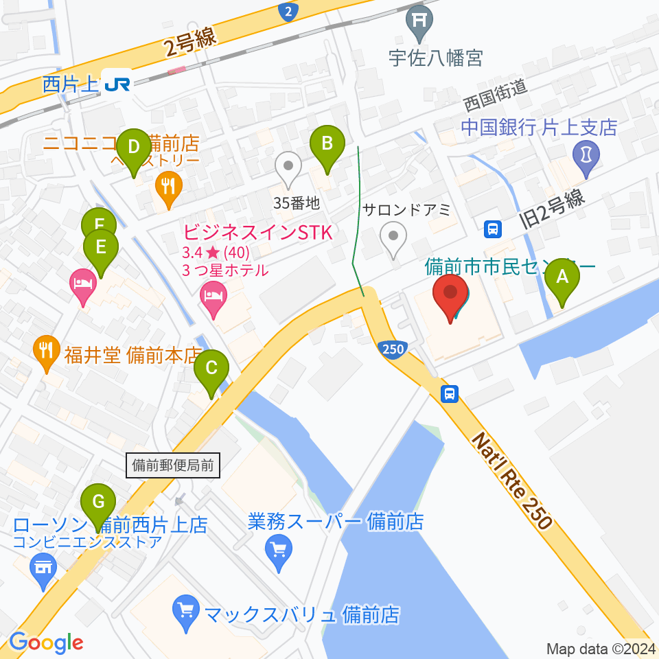 備前市市民センター周辺のカフェ一覧地図