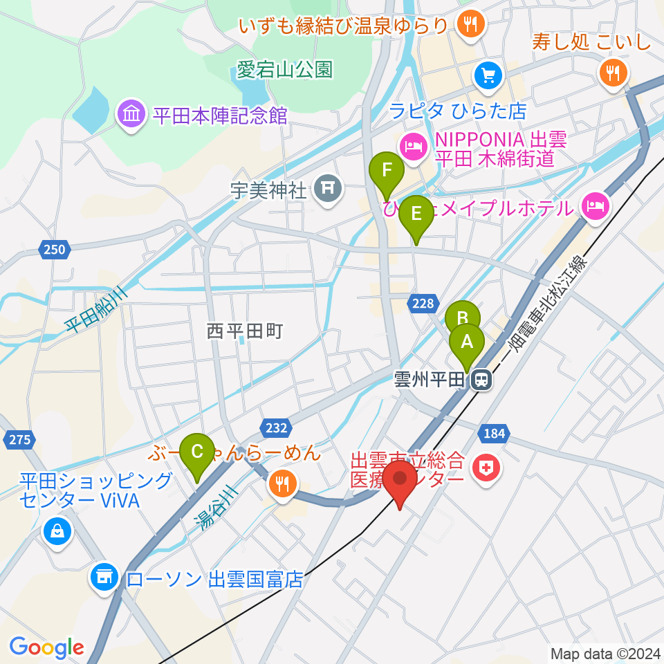 平田文化館周辺のカフェ一覧地図