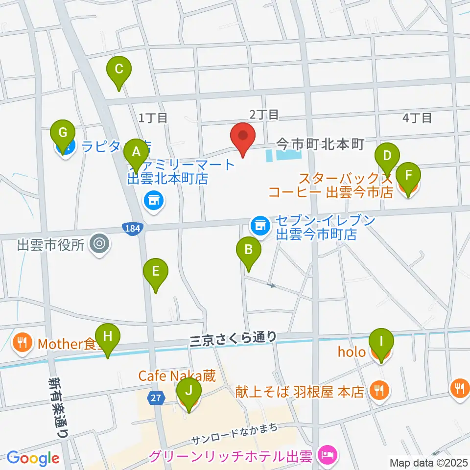 出雲芸術アカデミー音楽院周辺のカフェ一覧地図