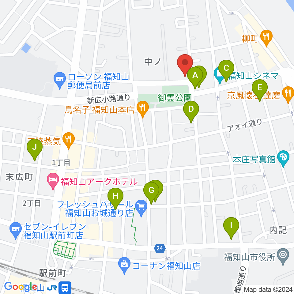 福知山市厚生会館周辺のカフェ一覧地図