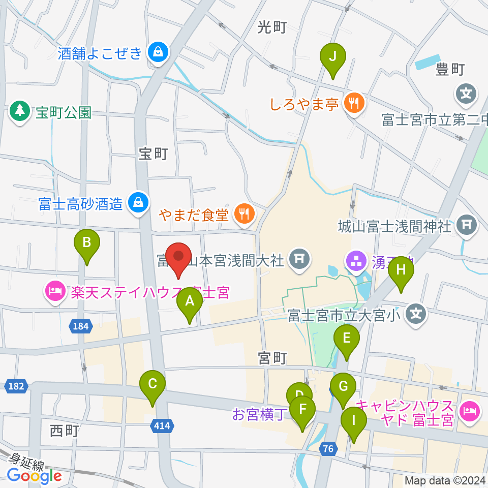 富士宮市民文化会館周辺のカフェ一覧地図