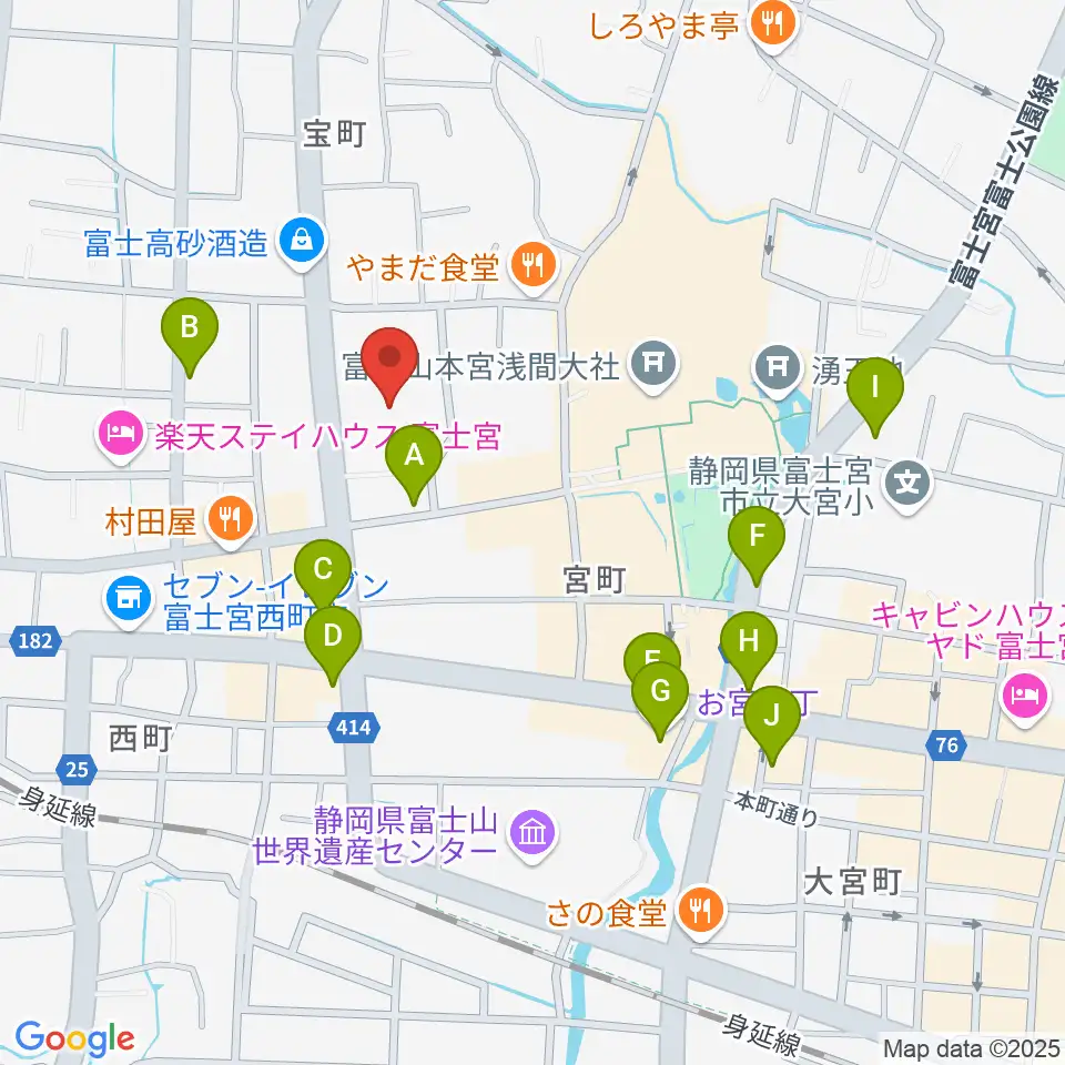 富士宮市民文化会館周辺のカフェ一覧地図