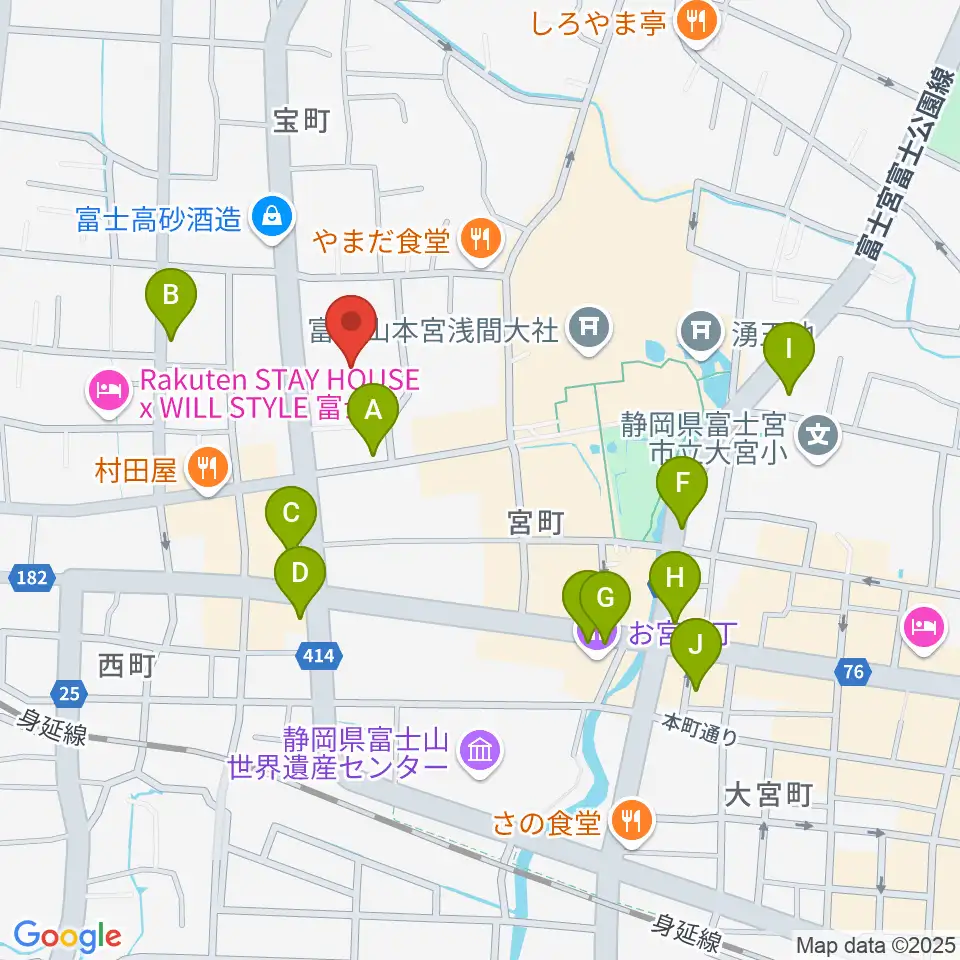 富士宮市民文化会館周辺のカフェ一覧地図