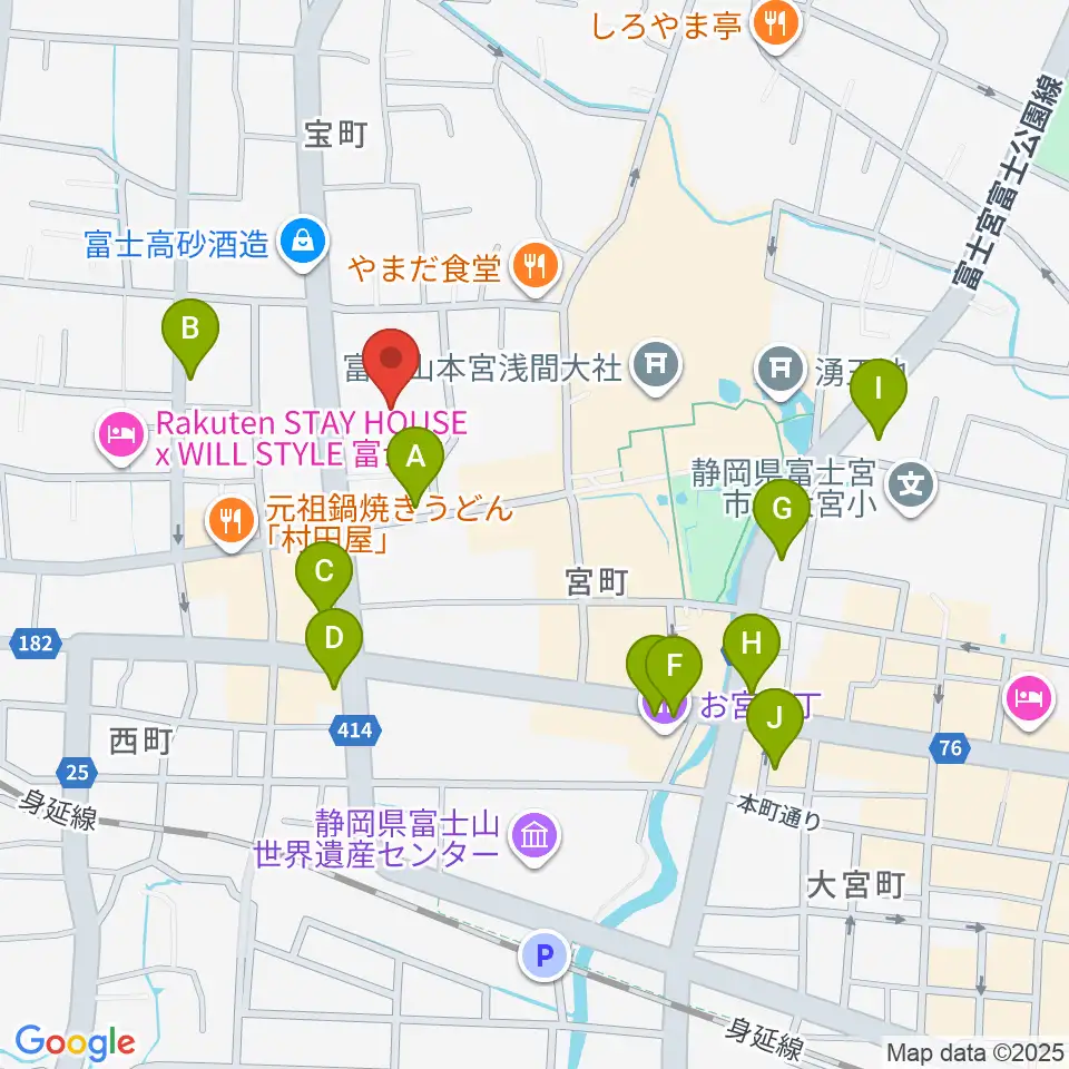 富士宮市民文化会館周辺のカフェ一覧地図