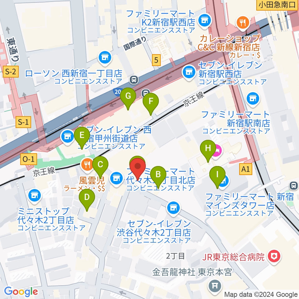 プーク人形劇場周辺のカフェ一覧地図